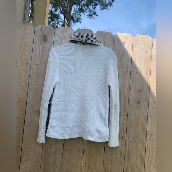 Lisa International Cream Spots Faux Fur Suede Sweater Jacket Sz small zebra‎ - Picture 9 of 10